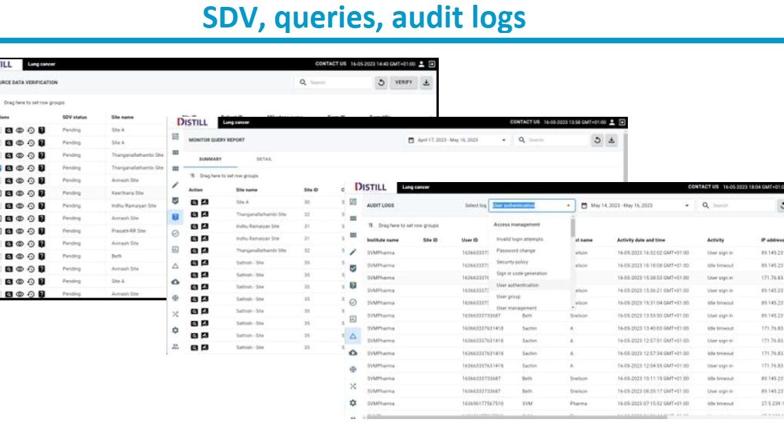 SDV, queries, audit logs